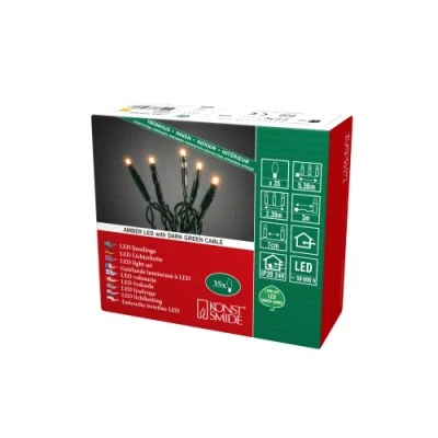 Obrázek Konstsmide 6352 823 micro LED světelný řetěz/pro vnitřní použití (IP20) /testováno VDE/interní 24V transformátor / 35 jantarových diod/transparentní kabel [energetická třída A]