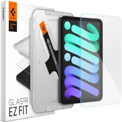 Obrázek Spigen Sklo. tR EZ Fit ochranná fólie kompatibilní s iPad mini 7 (2024), 6 (2021), 8,3 palce, šablona pro instalaci, křišťálově čirá, odolná proti poškrábání, tvrdosti 9H