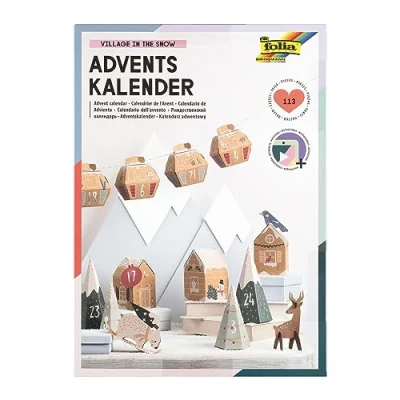 Obrázek folia 9388 adventní kalendář kreativní sada VILLAGE IN THE SNOW, 113dílná DIY sada, město ve sněhu