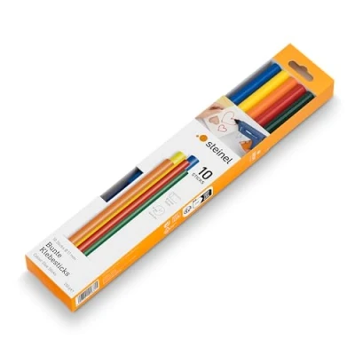 Obrázek Steinel barevné lepicí tyčinky 11 mm, 10 barevných tyčinek, 250 g, tavné lepidlo pro kreativní tvoření a zdobení,