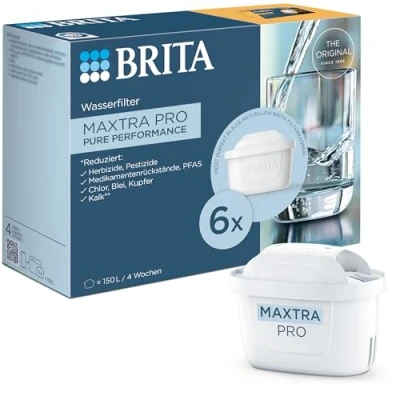 Obrázek Brita kartuše s vodním filtrem MAXTRA PRO All in 1 balení 6 ks (pololetní zásoba) náhradní redukují vápník, chlór, pesticidy a nečistoty vody z vodovodu lepší chutí, bílá