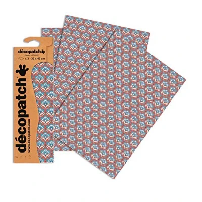 Obrázek Decopatch papír č. 767 (oranžový lososově modrý barokní, 395 x 298 mm) balení 3 ks