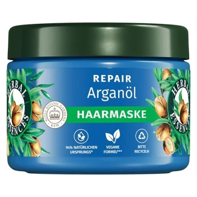 Obrázek Herbal Essences Repair vlasová maska s arganovým olejem 300 ml. Od poškozených po poddajné, lesklé vlasy, intenzivní péče, obsaženými látkami přírodního původu, veganská