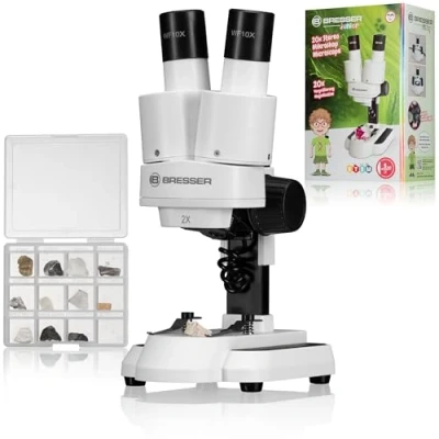 Obrázek Bresser junior stereo 3D mikroskop ICD pro s 20x a 50x zvětšením děti i dospělé pozorování kamenů, mincí, hmyzu mnohem více