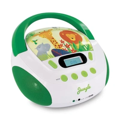 Obrázek MOOOV 477144 CD přehrávač pro děti, Jungle, s portem USB/AUX IN, zelená/bílá
