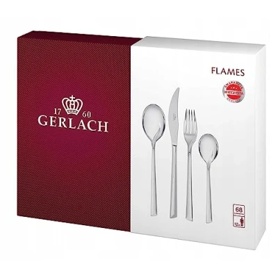 Obrázek Gerlach Flames sada příborů pro 12 osob, vhodné do myčky nádobí, jídelní příbor ušlechtilá ocel, elegantní příbor, nůž, vidlička, lžička, čajová omáčka, lžíce,