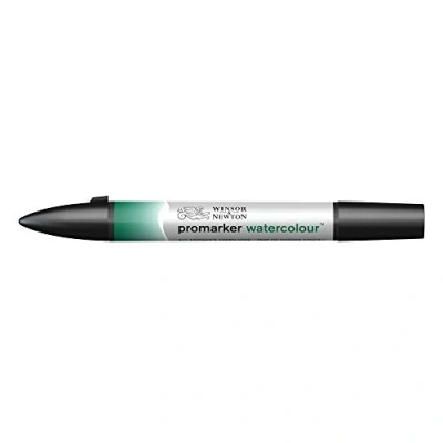 Obrázek Winsor &amp; Newton 0201312 akvarelové zvýrazňovače 2 hroty, štětec a jemný hrot, stálý na světle, vysoce pigmentované barvy pro kaligrafii, kresby Hooker&#039;s zelená tmavá
