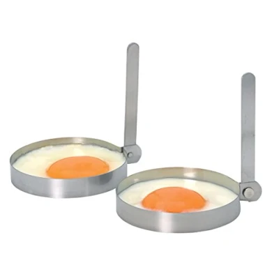 Obrázek KitchenCraft Kroužky na smažení vajíčka, skládací rukojeti, vajíčko z ušlechtilé oceli, forma vejce ve 2dílné sadě průměr 8,5 cm, stříbrné