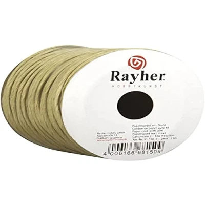Obrázek Rayher Hobby papírová šňůra s drátem, 2 mm ø, role 25 m, papírový drát, přírodní, drátěnou vložkou, pro ruční práce, 5116031