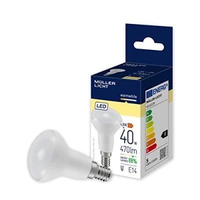 Obrázek Müller Licht Essentials LED žárovka reflektor E14, teplé bílé světlo (2700 K), 4,8 W nahrazuje 40 W, 470 lm, bílá
