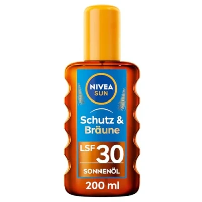 Obrázek NIVEA SUN ochrana &amp; opálení Sluneční olej Sprej LSF 30 (200 ml), opalovací krém s extraktem pro Melanin rovnoměrné opálení, okamžitá proti slunci UVA/UVB filtračním systémem