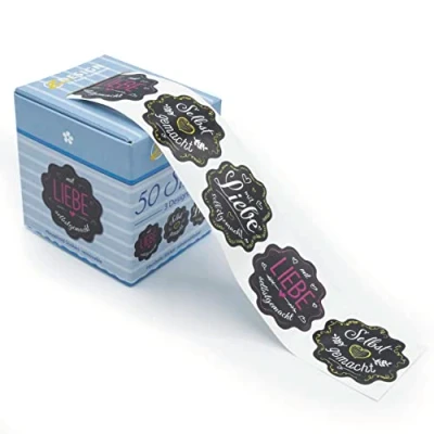 Obrázek AVERY Zweckform 56859 marmeládové etikety samolepicí 50 kusů (Ø 38 mm, nálepka na marmeládu, zavařování, oddělené štítky pro domácnost, vlastnoručně vyrobené, popisovatelné), nálepky roli, barevné
