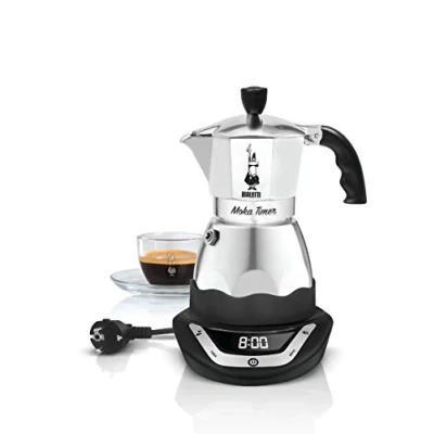Obrázek Bialetti Moka Timer, elektrický kávovar s vestavěným časovačem, 3 šálky, 365 W, černý
