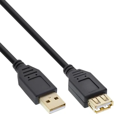 Obrázek InLine 34611S USB 2. 0 prodloužení, konektor / zdířka, typ A, černá, kontakty zlatá, 10 m