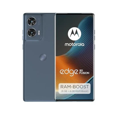 Obrázek Motorola Moto Edge50 Fusion Smartphone (6,7&#039;&#039; FHD+pOLED displej, 50MP kamera, 8/256 GB, 5000 mAh, vč. 68W nabíječky, Android 14) Forest Blue, ochranného krytu + držáku mobilního telefonu
