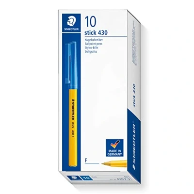Obrázek STAEDTLER 430 Stick kuličkové pero F špička 0,8 mm šířka čáry 0,3 10 kusů modrá