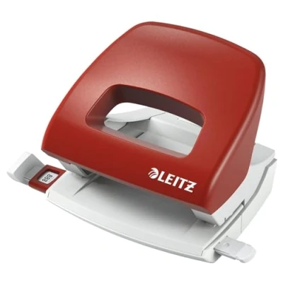Obrázek Leitz Malá kancelář děrovačka z kovu, 16 listů, kolejnice s údaji o formátu, ergonomický design, červená, 50380025