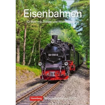 Obrázek Eisenbahnen Wochenplaner 2025 53 Blatt mit Zitaten und Wochenchronik: Besonderer Wandplaner fantastischen Fotos von historischen Eisenbahnen. ... 2025. 25 x 35,5 cm (Wochenplaner Harenberg)