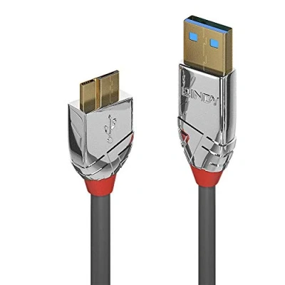 Obrázek LINDY 36659 3 m USB 3. 0 typ A na kabel Micro B, Cromo Line, antracit