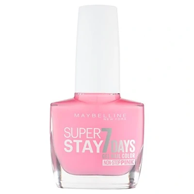 Obrázek Maybelline New York Make Up Superstay Nailpolish Forever Strong 7 Days Finish Gel lak na nehty Flushed Pink/Non Stop růžový barevný s ultra silným držením bez UV lampy v intenzivní růžové, 1 x 10