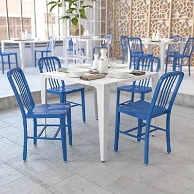 Obrázek Flash Furniture Komerční židle pro vnitřní i venkovní použití, z kovu, 2 kusy, modrá