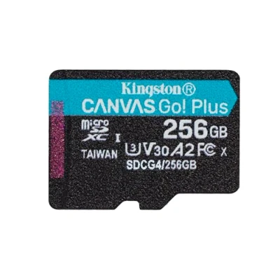 Obrázek Kingston Canvas Go Plus microSDXC paměťová karta Gen4 200MB/s A2 U3 V30 256 GB jeden balíček bez ADP SDCG4/256GBSP
