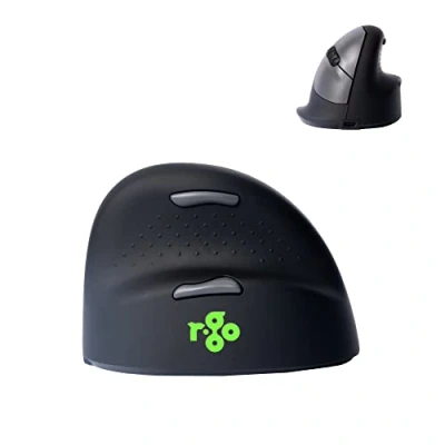 Obrázek R Go HE ergonomická myš, Bluetooth 5.0, tichá bezdrátová kompatibilní s antikorozním softwarem, prevence ramen myši, nabíjecí vertikální myš pro Windows/Mac/Linux, 5 tlačítek, černá