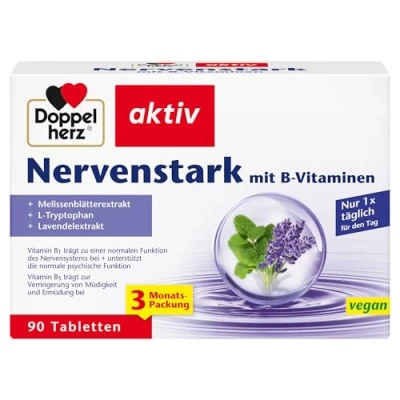 Obrázek Doppelherz Nervově silný s vitaminem B5 přispívá k normální duševní výkonnosti a ke snížení únavy 90 tablet