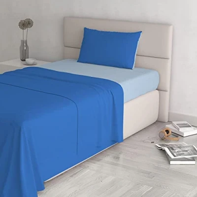 Obrázek Italian Bed Linen Natural Color sada ložního prádla, 100% bavlna, královská/světle modrá, malá dvojitá