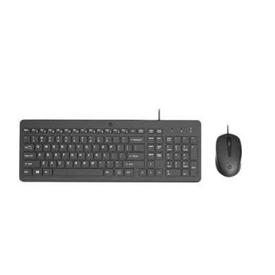 Obrázek HP 150 kabelových kombinací klávesnice myši, USB A přípojky, 12 tlačítek Fn, 1. 600 DPI, funguje s Windows &amp; Mac, tiché, rozložení QWERTZ, černá