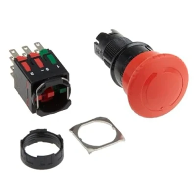 Obrázek Schneider Electric XB6AS8349B nouzový držák/tlačítko nouzového vypnutí, kulatý, 16 mm, odblokování otáčení, červená, 1S+2Ö