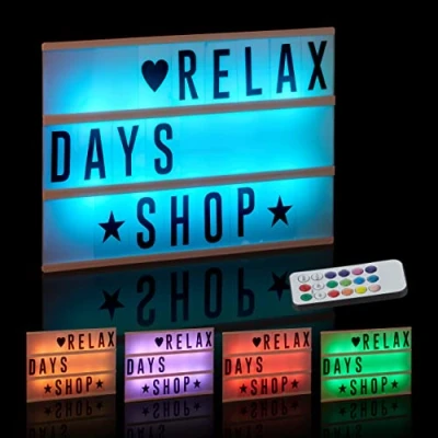Obrázek Relaxdays, světelný box, bílý box se změnou barvy, 85 písmen a symbolů, 3 řádky, na baterie