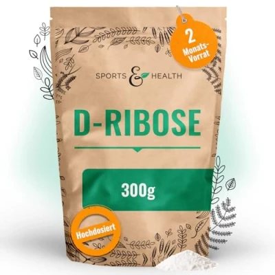 Obrázek D ribózový prášek ve velkém zásobním balení 300 g s extra dávkovací lžící z přírodních surovin veganský