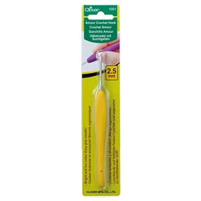 Obrázek Clover CL1051, háčkovací jehlice z hliníkové rukojeti elastomeru, žlutá, 2,5