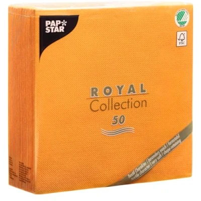 Obrázek Papstar, 50 ubrousků &quot;ROYAL Collection&quot; 1/4 ohyb 40 cm x Oranžová, # 82219