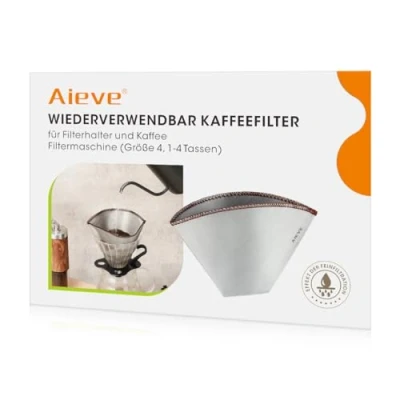 Obrázek Aieve kávový filtr opakovaně použitelný velikost 4 ušlechtilá ocel trvalý kompatibilní s kávovarem Philips (HD7546/20) pro držák filtru kávovar (8 12 šálků)