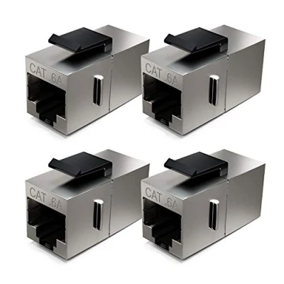 Obrázek deleyCON 4x CAT6a Keystone modul propojovací kabel spojka postroj 2x RJ45 zdířka síťový panel držák klíče rozšíření