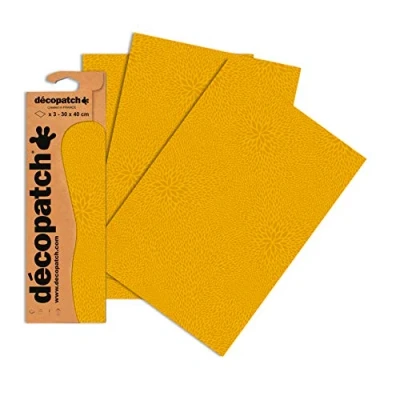 Obrázek Decopatch C654O balení se 3 stejnými archy, papír č. 654 (žlutý barevný rozstřikovač, 395 x 298 mm), 1
