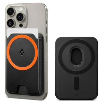 Obrázek Spigen Valentinus MagFit+ magnetický držák na karty 3 kompatibilní s iPhone 16/15/14/13/12 modely Magsafe Wallet černý