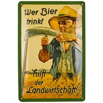 Obrázek Nostalgic Art Retro Blechschild, 20 x 30 cm, Wer Bier trinkt hilft der Landwirtschaft Geschenk Idee für Fans, aus Metall, Vintage Design mit Spruch