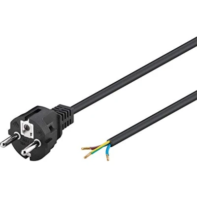 Obrázek Goobay 51327 Napájecí kabel s otevřenými konci kabelu a lisovanými dutinkami / rovná zástrčka ochranným kontaktem univerzální síťový černý 1,5 m