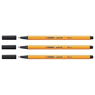 Obrázek STABILO 3 Stück Filzstifte Point 88, feine Spitze, 0,4 mm, schwarz