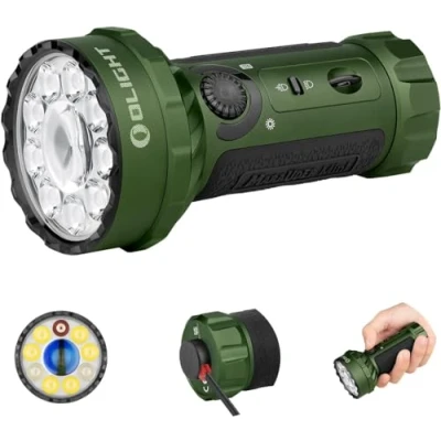 Obrázek OLIGHT Marauder Mini LED Super Hell 7000 Lumen 600 metrů Nabíjecí kapesní svítilna se zářičem a světlometem, 3 druhy barevných senzorem vzdálenosti pro venkovní použití (zelená)