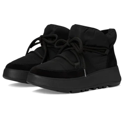Obrázek Fitflop Damen F Mode W/Resistant Biofleece Mesh Flatform Booties Schuh, Schwarz, 39 EU