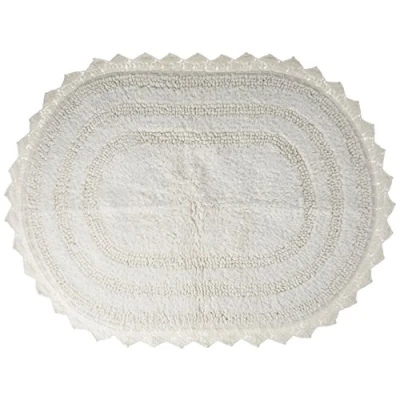 Obrázek DII Crochet Collection oboustranná koupelnová rohožka, malá, oválná, 43 x 61 cm, bílá