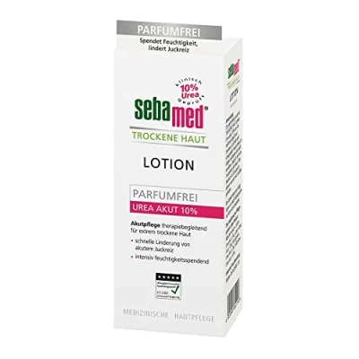 Obrázek Sebamed Suchá pokožka Urea Akut 10% Lotion bez parfému 200 ml, hydratační krém pro suchou a velmi pokožku, zmírňuje pocit napětí, dlouhodobá ochrana před vysoušením, dámy pány