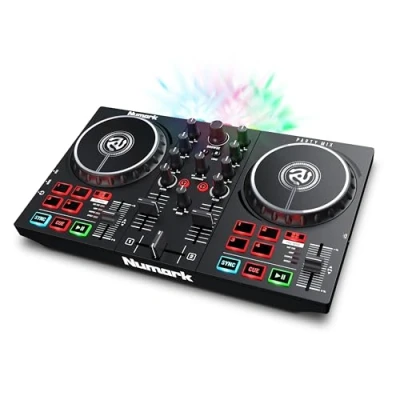 Obrázek Numark Party Mix II DJ Controller Pult se 2 deskami, zabudovanými světly a mixér; podporuje přímé streamování z TIDAL, SoundCloud dalších