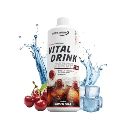 Obrázek Best Body Nutrition Vital Drink ZEROP® Kirsch Cola, originální nápojový koncentrát sirup bez cukru, 1:80 vydává 80 litrů hotového nápoje, 1000 ml