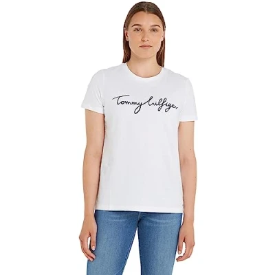 Obrázek Tommy Hilfiger Heritage CREW NECK Graphic TEE Triko s potiskem, Ženy, Velikost: XXS, Classic white