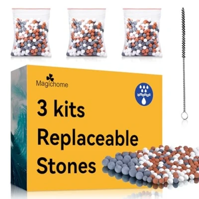 Obrázek Magichome Mineralperlen Nachfüllset 3 Kits Filterstein für Duschkopf, Mineralsteine zu Entfernung Chlor und Reinigung Dusche Wasser